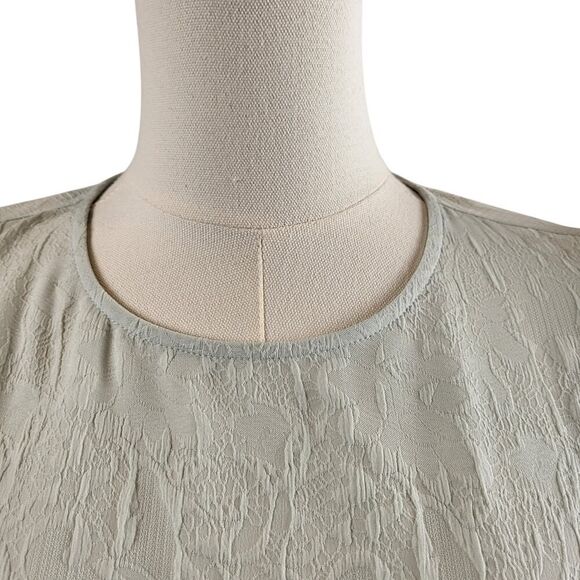 NEW Express X-Small Green Blouse Pullover Puff Sleeves Shoulder Ruffle Peplum - Picture 5 of 12